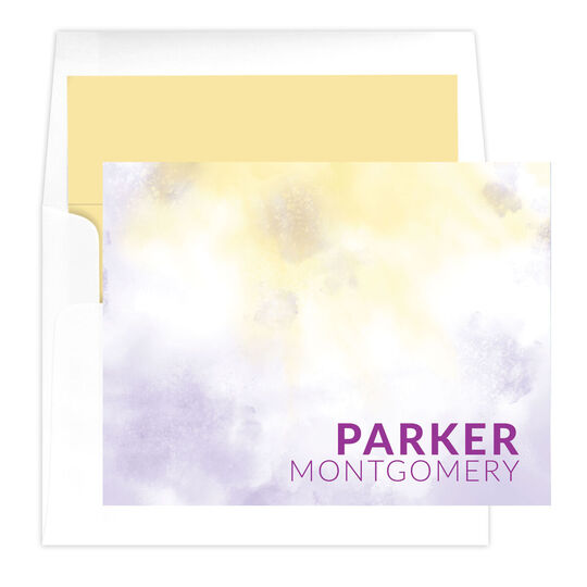 Purple and Yellow Tie-Dye Folded Note Cards